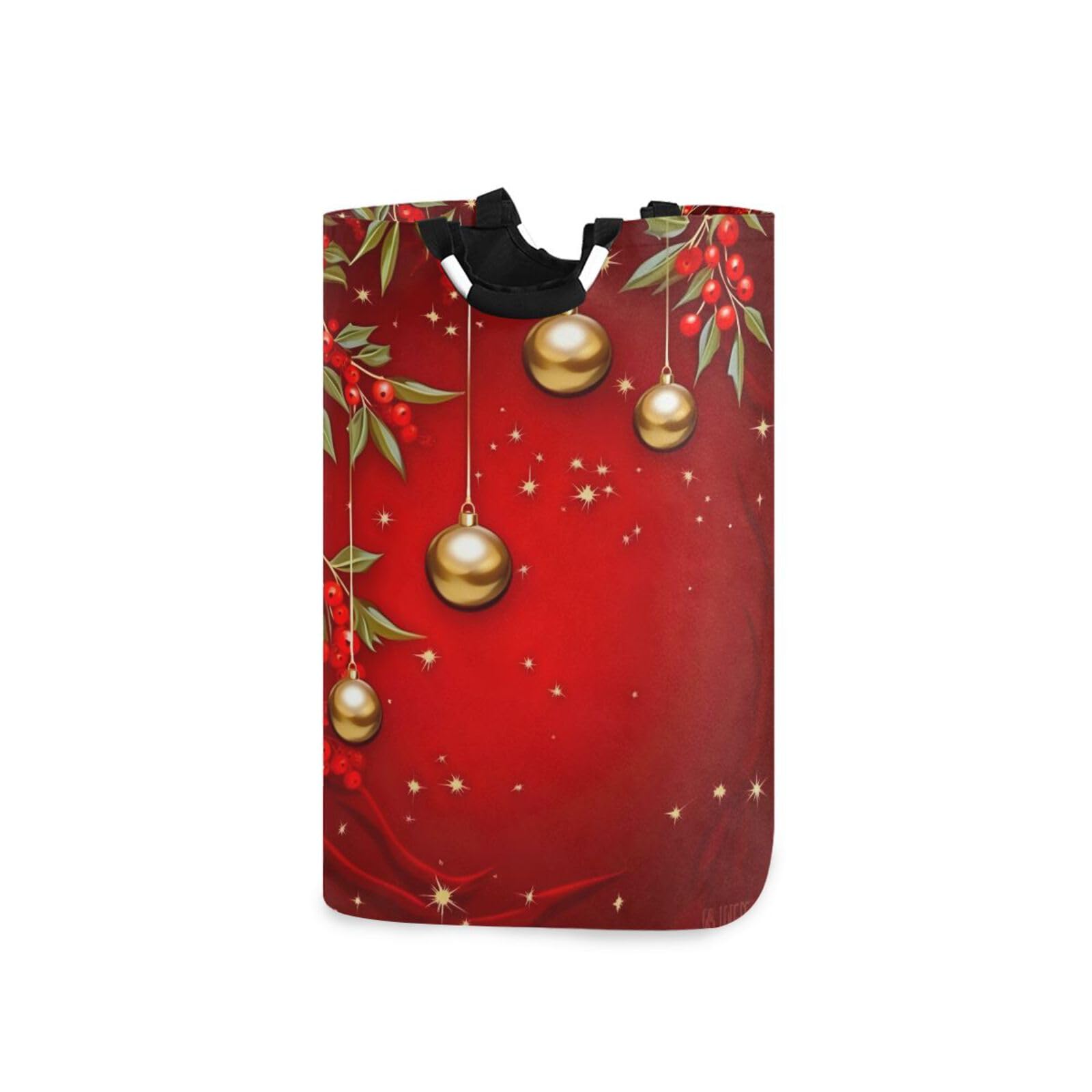 Jihqo Laundry Hamper Basket Christmas Balls Collapsible Nursery Storage Bin Waterproof Clothing Baskets for Home Bedroom Bathroom Washing Room