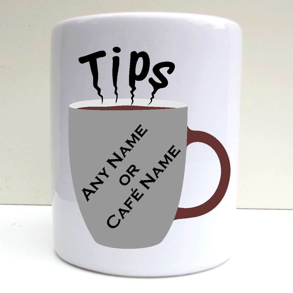 Present2future Personalised Barista Coffe Shoptip Pot Tip Jar Print Ceramic Moneybox Savings Fund