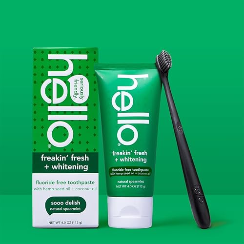 Miniatura 6 de Hello Freakin Fresh Whitening Pasta de dientes de cáñamo sin flúor con aceite de menta cultivada en granja y aceite de coco vegano sin peróxido sin