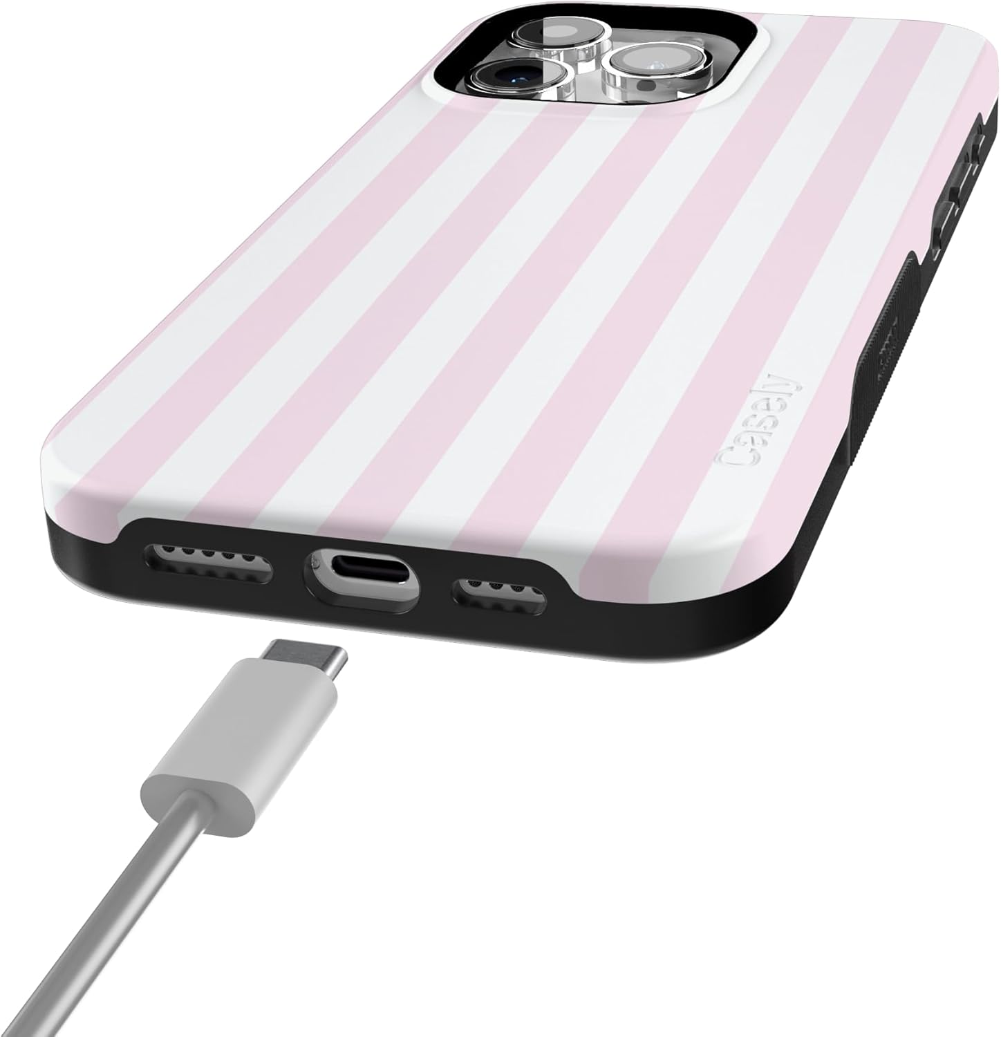 Casely iPhone 15 Pro Case | Pink Stripes | Sunday Best | Bold Protective Design | Compatible with MagSafe