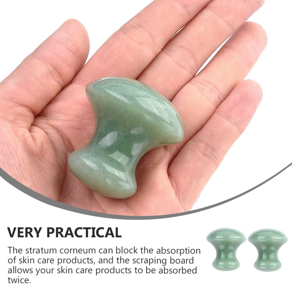 SHERCHPRY 4pcs Mushroom Shaped Facial Massagers Green Jade Scraping Boards for Facial Relaxation and Blood Circulation Gua Tool for Routine