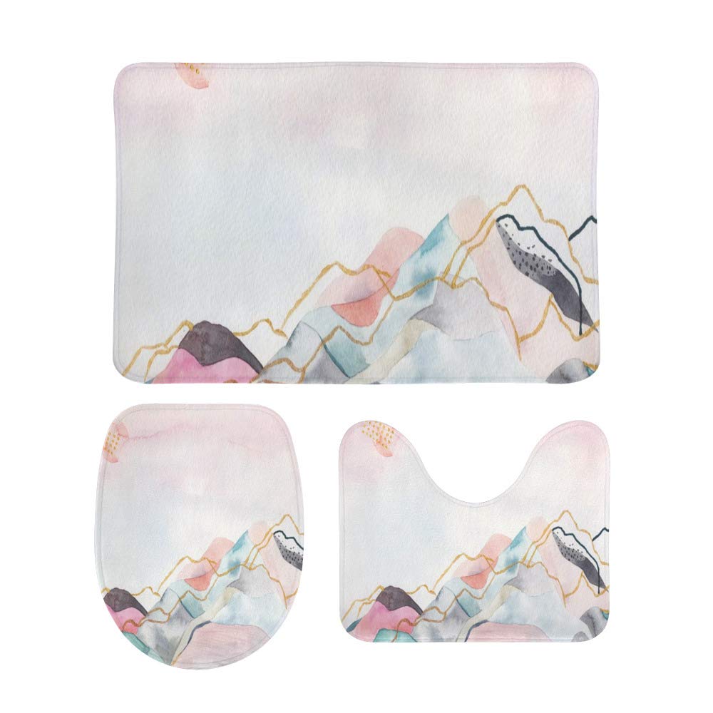 Tapis de bain lavable en machine pour éviter les sols glissants - Lot de 3 pièces