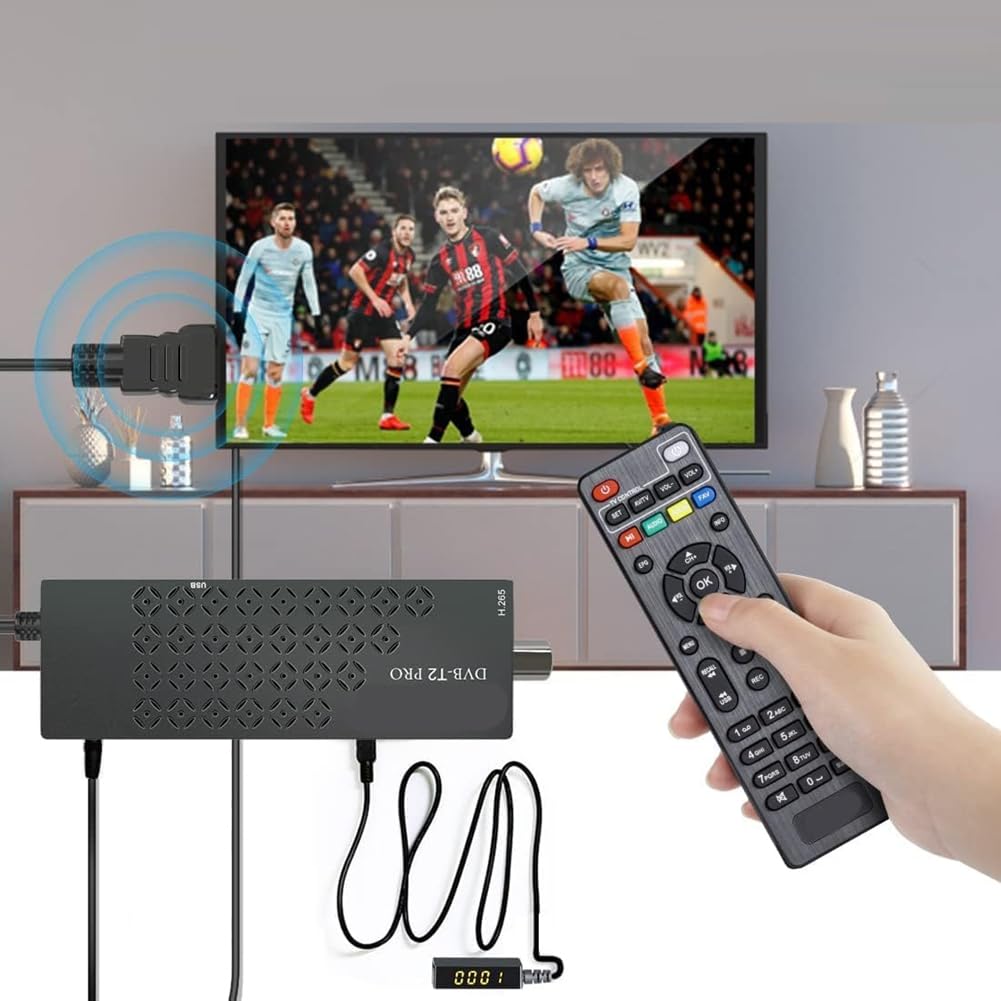 Descodificador TDT HD Sintonizador TDT HD Compatible con Decodificador DVB T2 H265 HD Euroconector TDT HD Full HD 1080p para WiFi Enchufe UE