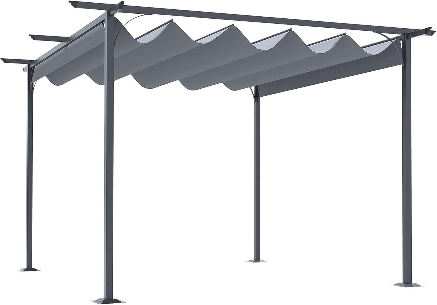 Gray Steel Retractable Pergola Canopy with UV Protection