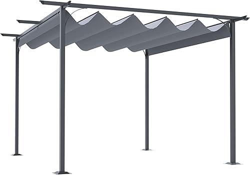 Outsunny Toldo retráctil para pérgola de patio de 11.5 x 11.5 pies, refugio de sombra para terraza, fiesta de porche, jardín, cenador de parrilla, disponible en Yaxa Colombia