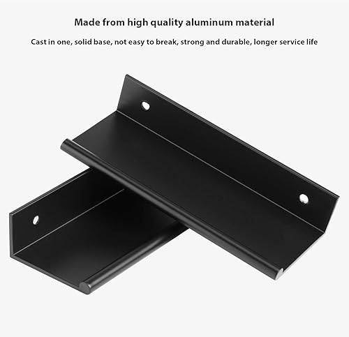 Miniatura 5 de Peaha Paquete de 10 tiradores negros de gabinete de cocina, accesorios de aleación de aluminio, para borde de gabinete, tirador de dedo negro 2.992