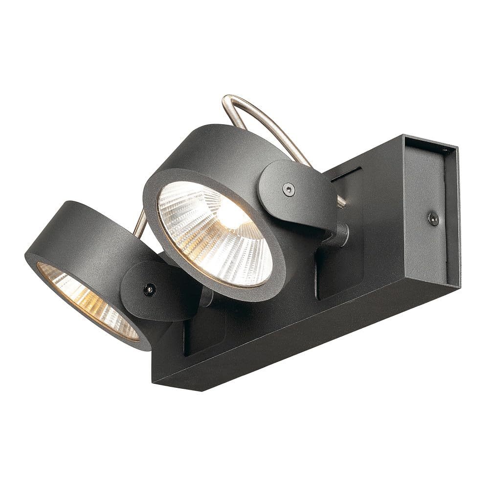 SLV Applique murale et plafond en aluminium - Éclairage mural et plafond - Éclairage intérieur - Spot LED - Lampe murale - Spot mural - 3000 K - 31 W - 2000 lm - Noir - Intensité variable