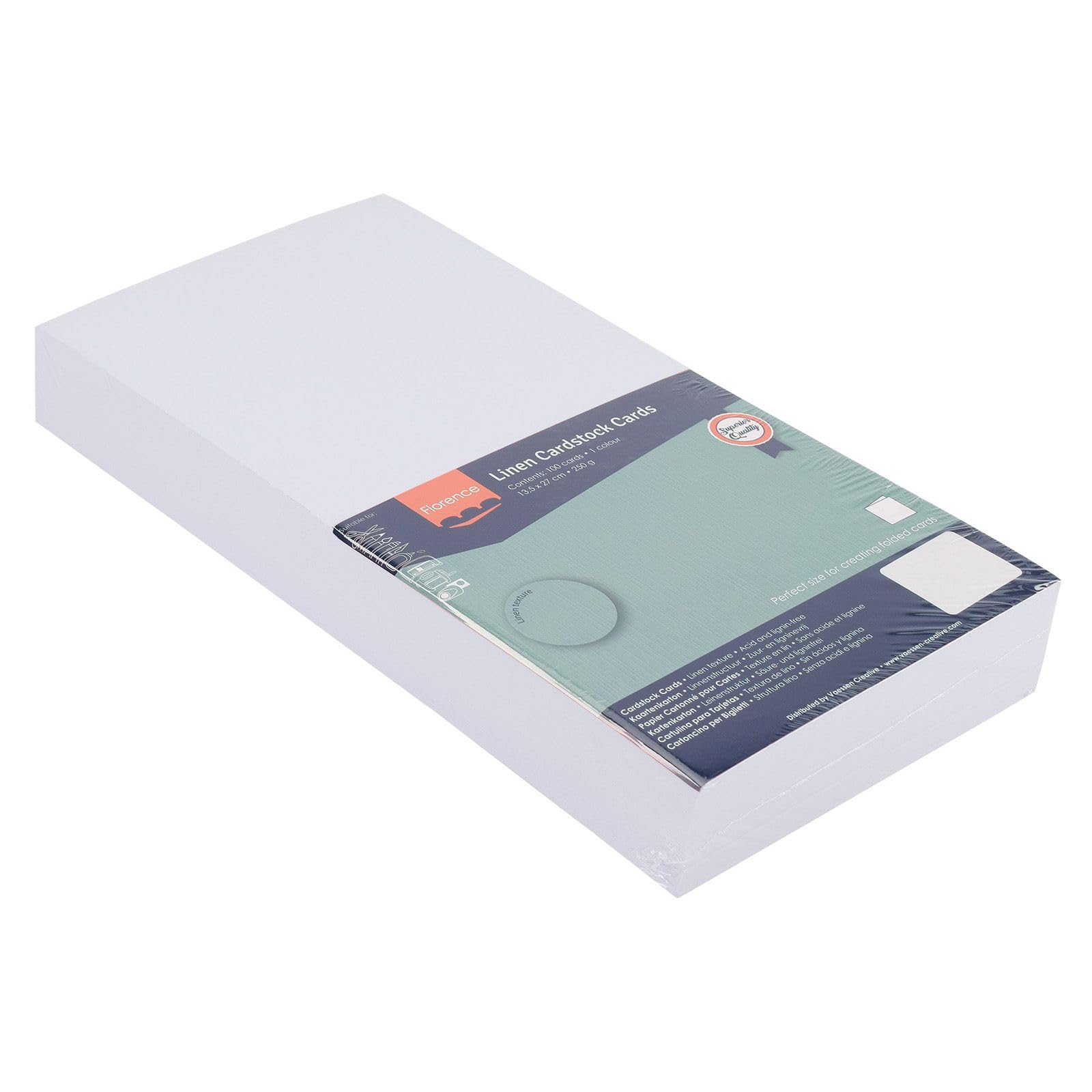 Florence Linen Cardstock 10.6 x 5.3 Inches White, 100 Sheets of 250 GSM Coloured Paper - Image 3