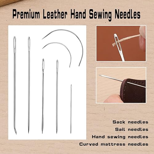 Miniatura 21 de Ftyiwu Hilo encerado, aguja de tapicería e hilo de 32 yardas con 7 agujas de coser a mano para tapicería del hogar, alfombra, lona, reparación