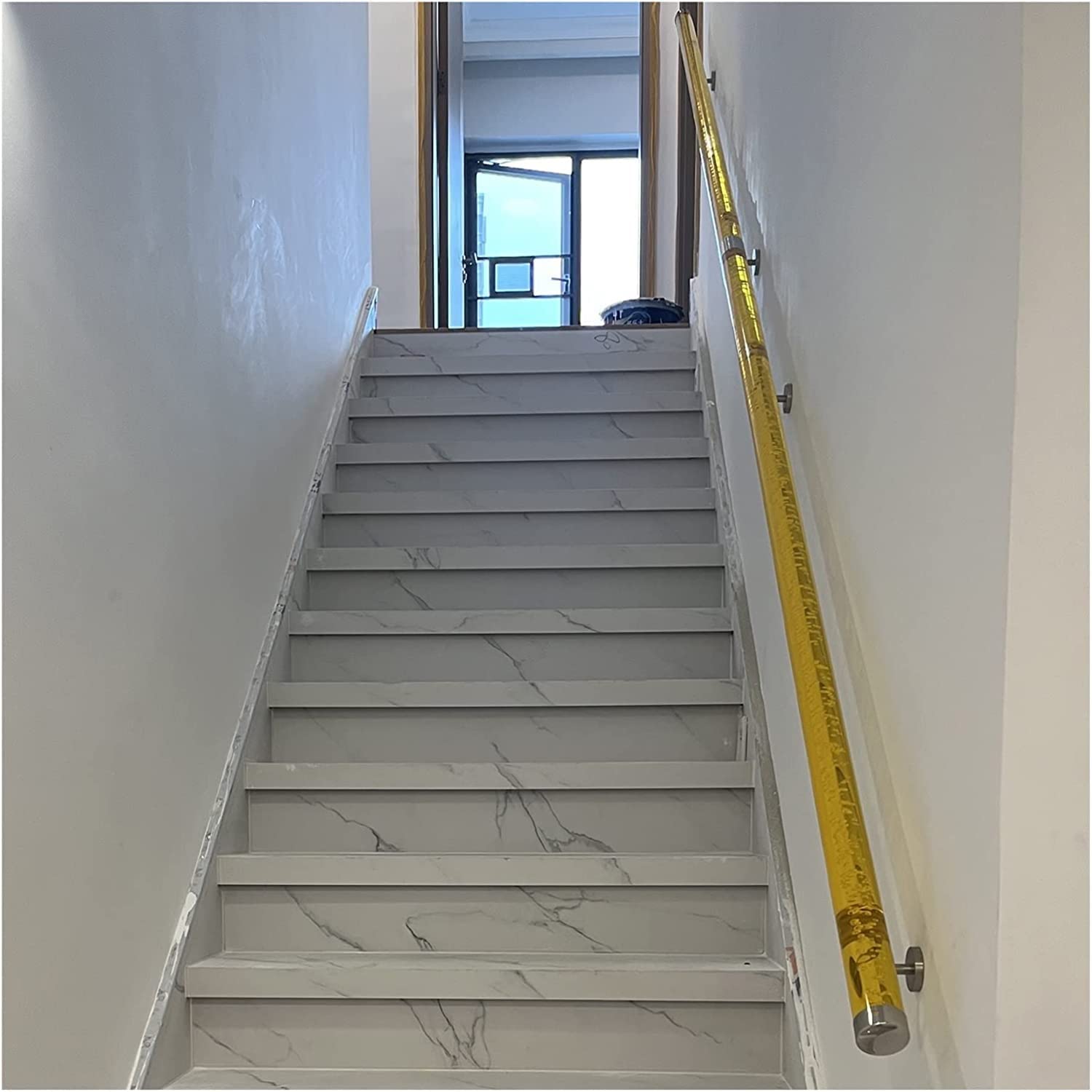 Jiajujia Silver Stair Handrail Acrylic Handrails For Indoor/Loft/Villa, Transparent Staircase With 304 Stainless Steel Bracket, Wall Mount Railing For Elderly Kids, 1M - 6M