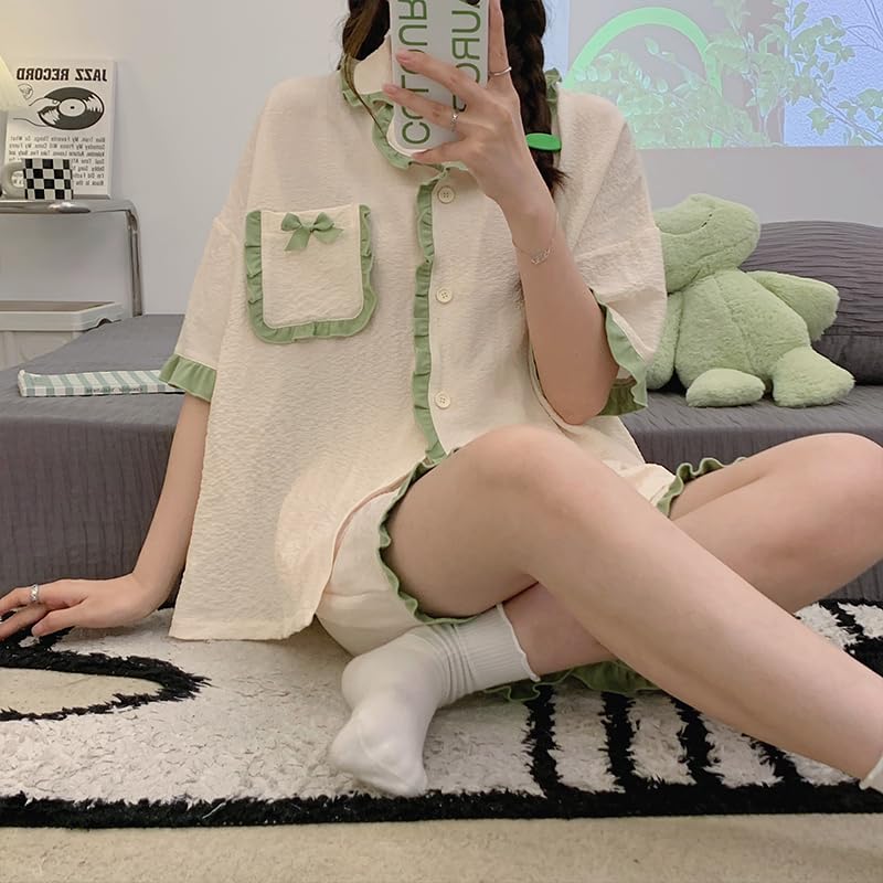 Image of KSHS Women Cotton Night Suit Top & Shorts Set | Loose Fit Printed Nightwear Co Ord Set Stylish Western | Soft Breathable Sleepwear Shorts with Pocket for Women