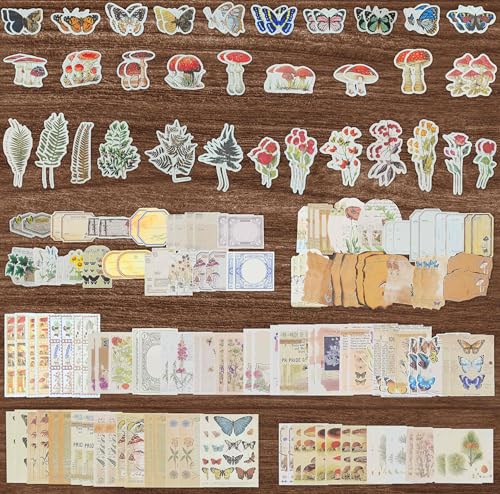 image for QKilisy 200Pcs Scrapbook Supplies for Bullet Journals, Vintage Scrapbo