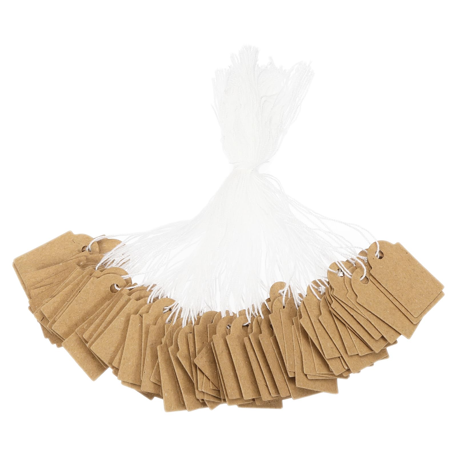 PATIKIL Price Tags with String Attached, (15 x 25mm, Khaki) (500Pcs), Writable Display Gift Tag Paper Marking Label with Hanging Strings, Suit for - Pricing/Clothing/Gift/Jewelry