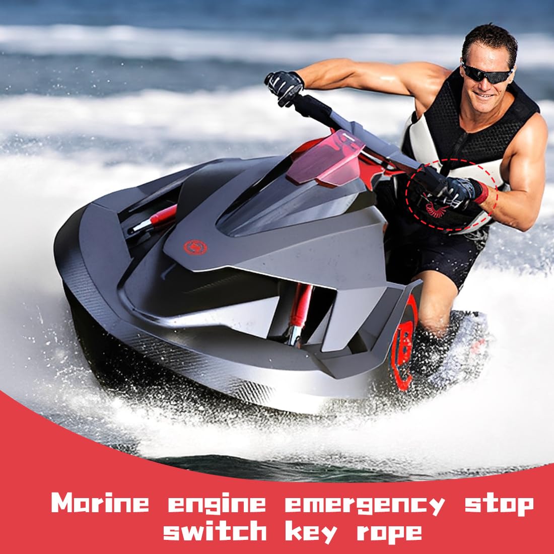 Lanière à Clé pour Interrupteur d'Arrêt du Moteur, Coupe Circuit Bateau, pour Arrêt d'Urgence de Bateau, Interrupteur Hors-bord Électrique - 5