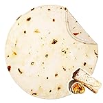 Bnuitland Burritos Tortilla Throw Blanket, 300GSM Double Sided Giant Funny Gift with Pouch, Realistic Super Soft Novelty Taco Swaddle Food Blanket for Kids and Pets Wrap