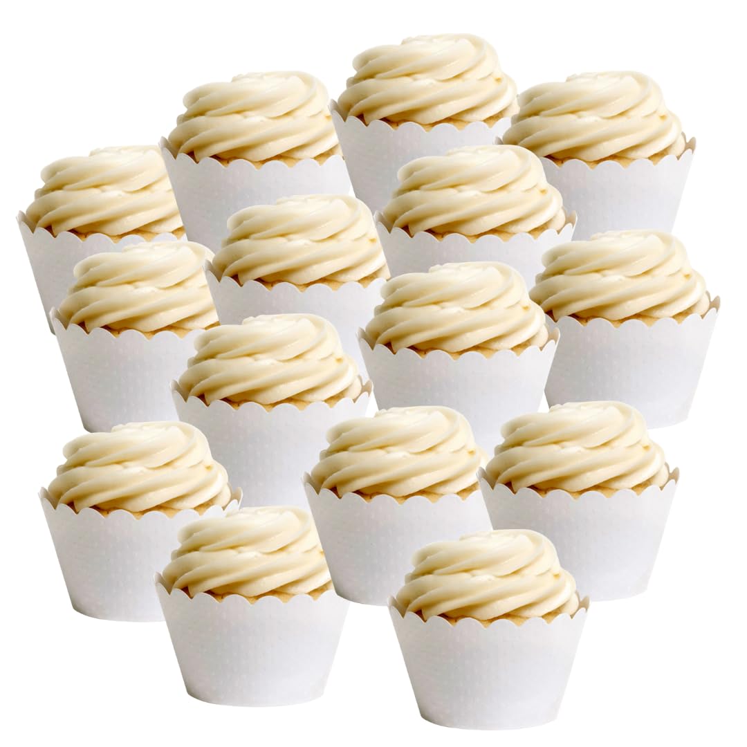 Dress My Cupcake Standard White Cupcake Wrappers, Set of 50