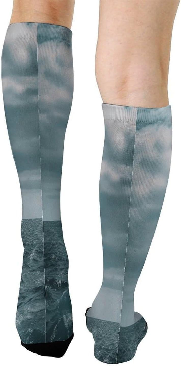 Lighthouse Ocean Compression Sock Circulation Support Socks Lightweight Knee High Tube Sock Over-The-Calf Sock for Adult
