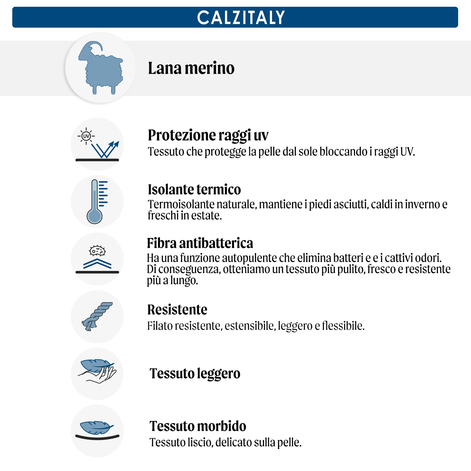 CALZITALY Maglia Termica Unisex, Maglietta Lana Merino Manica Lunga, Intimo Termico Uomo e Donna, Sci, Escursionismo, Trekking | Made in Italy