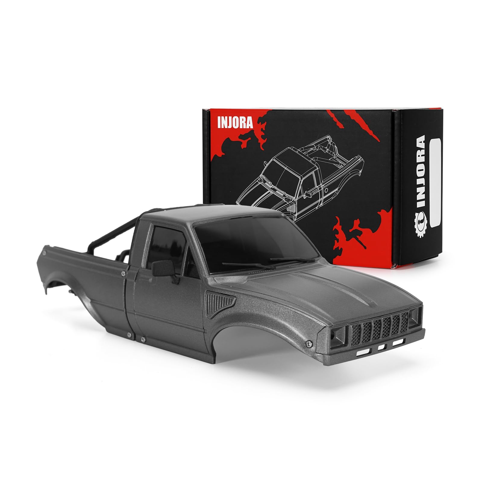 INJORA IR60-24 Pickup Hard Body Shell with Bed Rack for 1/24 RC Crawler Axial SCX24 C10 Bronco Deadbolt Wrangler 4Runner