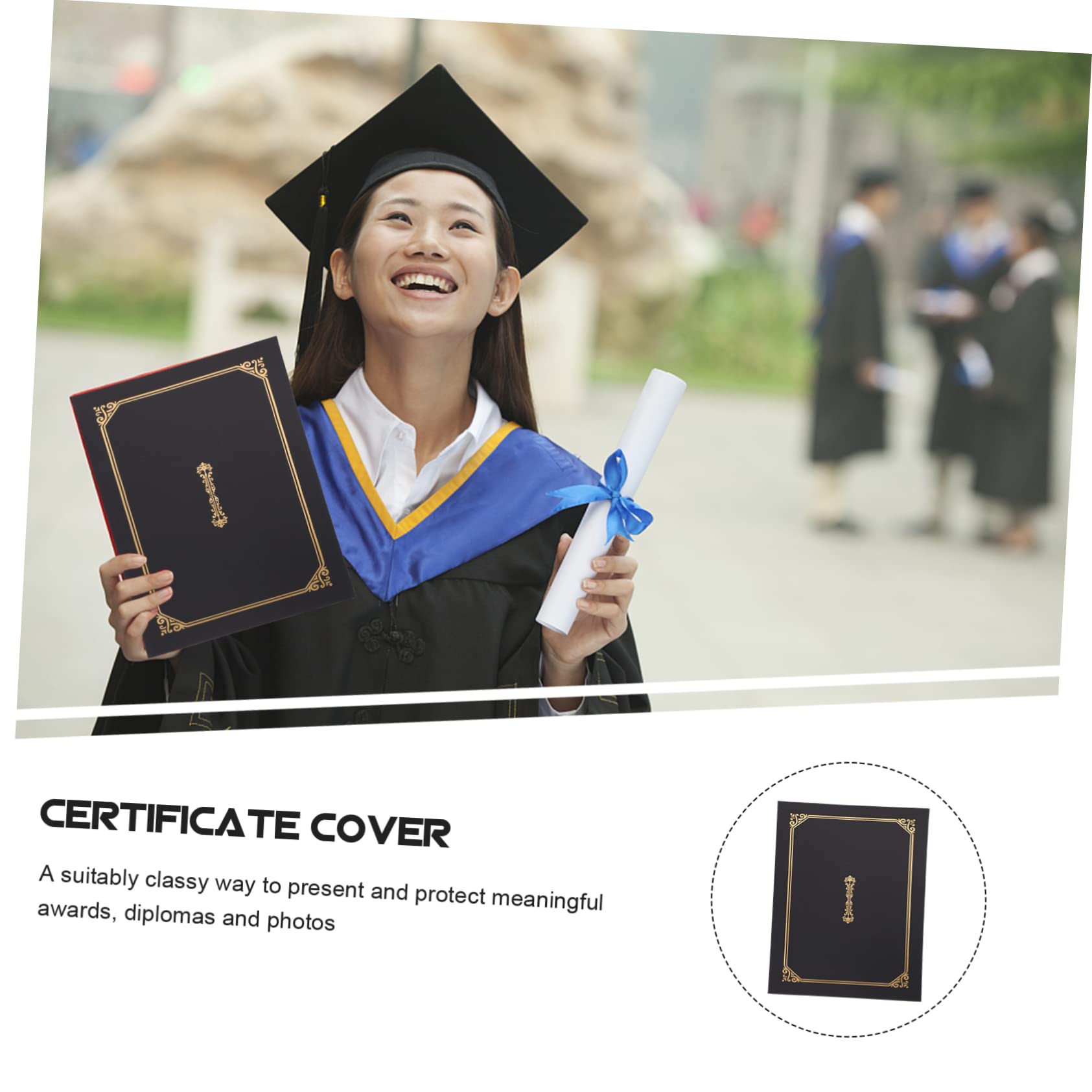 5 Pièces Couverture De Certificat D'honneur Le Diplôme Couvre La Bordure En Feuille Dor Certificat D'achèvement Armature En Métal Cadres Noirs Bronzage Papier A4 Accessoires