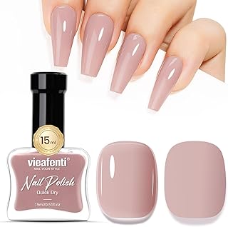 Nude Nail Polish 15ml - Fast Dry & Long Lasting - Natural Vegan Formula, Oil-Based, Salon-Quality Manicure at Home | Nude Pink, Beige, Neutral Skin Tone Shades