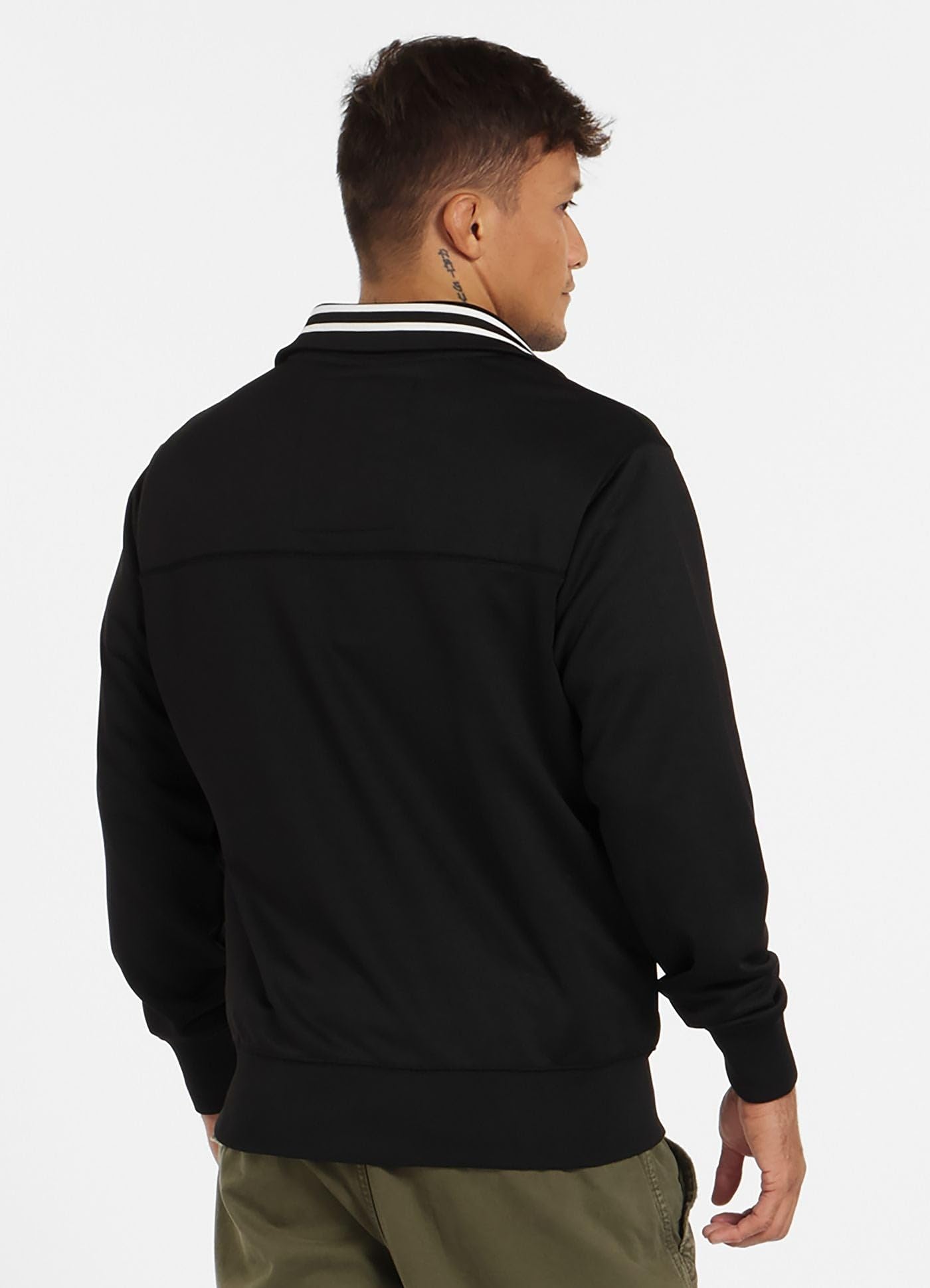 PITBULL - Sudadera Hombre con Cremallera Oldschool Small Logo, Chaqueta Sudadera Hombre Clásica con Cuello Alto, Mangas de Canalé, Ajuste Slim, Look Deportivo