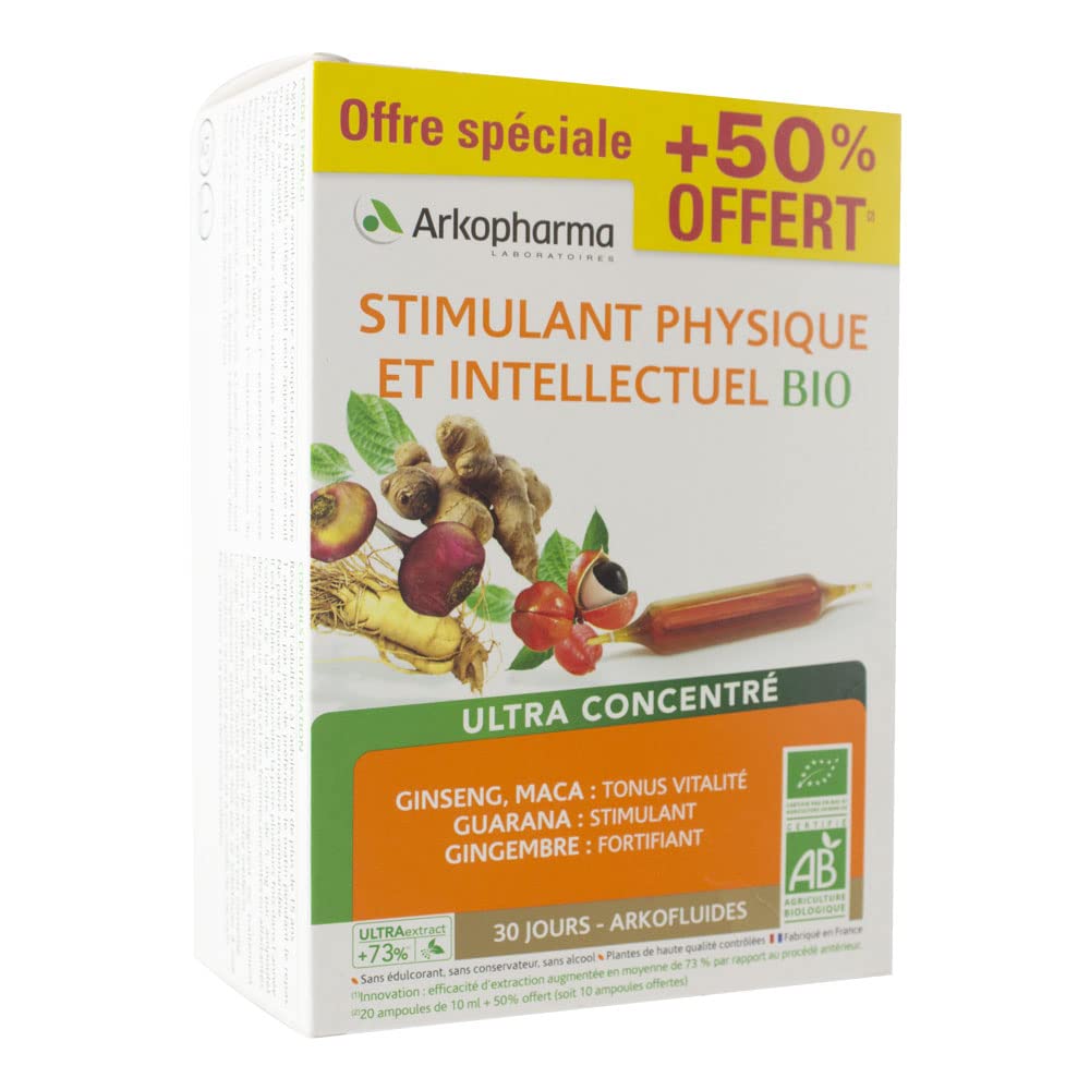 Arkopharma Arkofluides Stimulant Physique et Intellectuel Bio 30 Ampoules Offre Spéciale