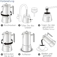 Diego Olasz Kotyogós Kávéfőző Tűzhelyre, Rozsdamentes Acél, 10-12 Csészés, 520 ml, Indukciós Főzőlappal Kompatibilis, Ezüst 5