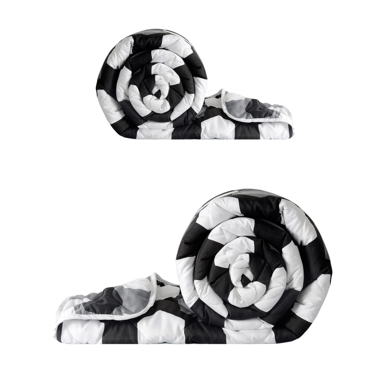 Divine Casa Microfibre All-Weather 150 GSM Printed Reversible Comforter Combo Set of Single and Double Bed Quilt Comforter Blanket - (Black and White)