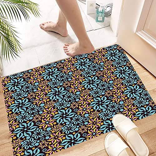 Alfombra de Baño Alfombra de Ducha Antideslizante,Flores geométricas, surrealistas con círculos y líneas de , Suave y acogedora, Agua súper Absorbente, Antideslizante, para Dormitorio de baño 50x80 cm Cover