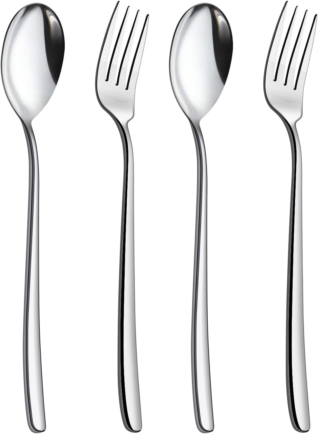 YFWOOD Mixed Cutlery Set, Dinner Spoons x 2 and Dinner Forks x 2, Stainless Steel Soup Spoons and Salad Dessert Forks, 8.1 inches, 4 Pcs