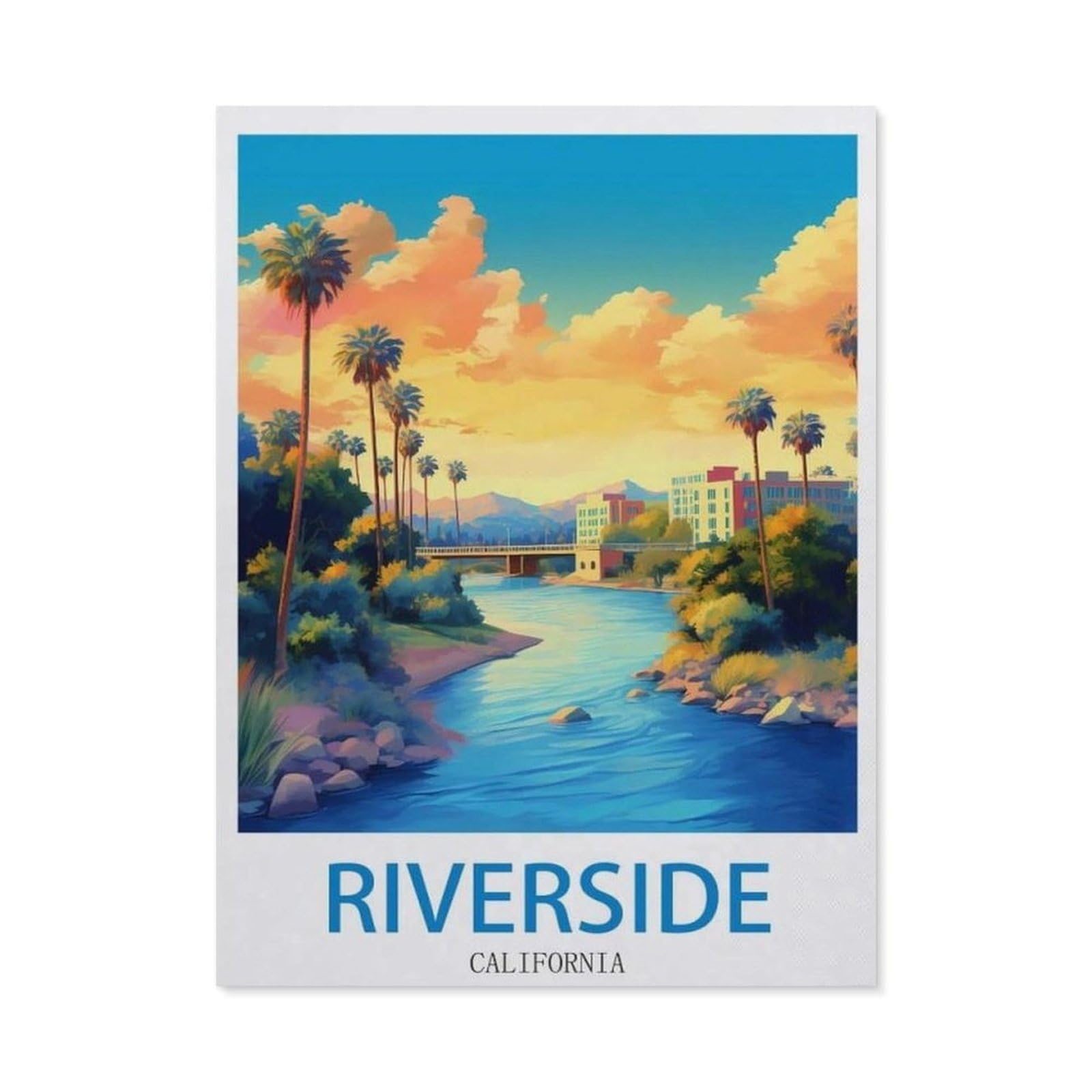 Vintage Art Metal Signs Funny Sign，Riverside California，Wall Artwork Metal Poster Bathroom Decor Vintage Country Decor Retro Metal Poster(30x40cm）12x16 inch-EE5