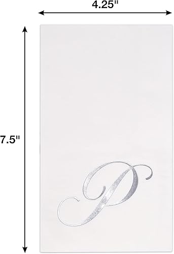 Miniatura 9 de Gift Boutique 100 servilletas de plata con monograma en blanco para invitados, letra L, paquete de papel desechable, elegante servilleta de mano