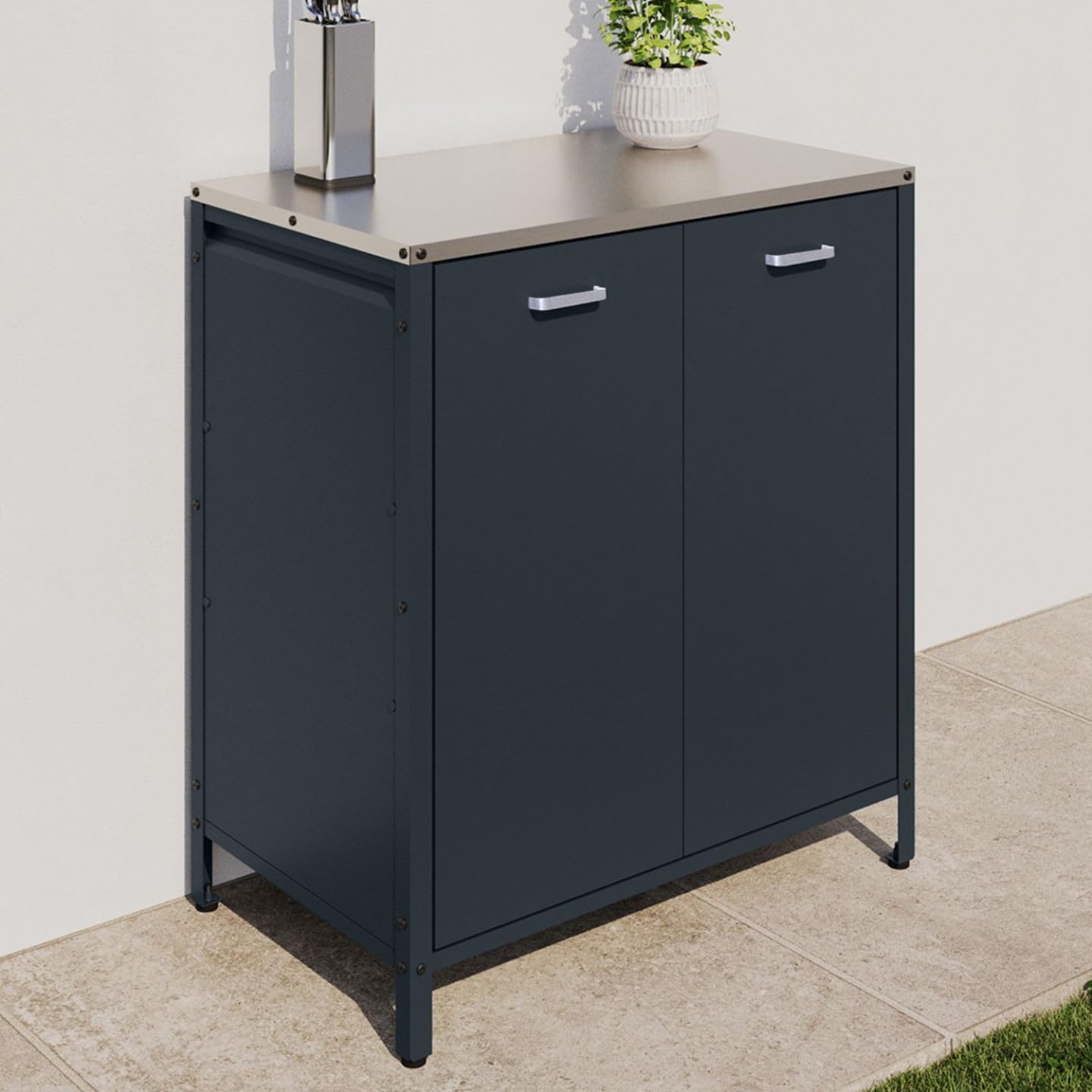 Meuble de Cuisine extérieure Pareo 2 Portes en Acier Gris Anthracite