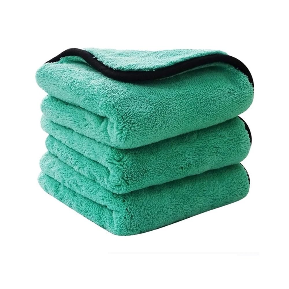 Auto-Tuch zum Trocknen von Waschlappen, Autoreinigung für Werkzeuge, Zubehör, Kleidung, Zubehör, Details, Mikrofaser, Autopflegeprodukte, Innenraum, 1200 g/m², Grün, 3 Stück