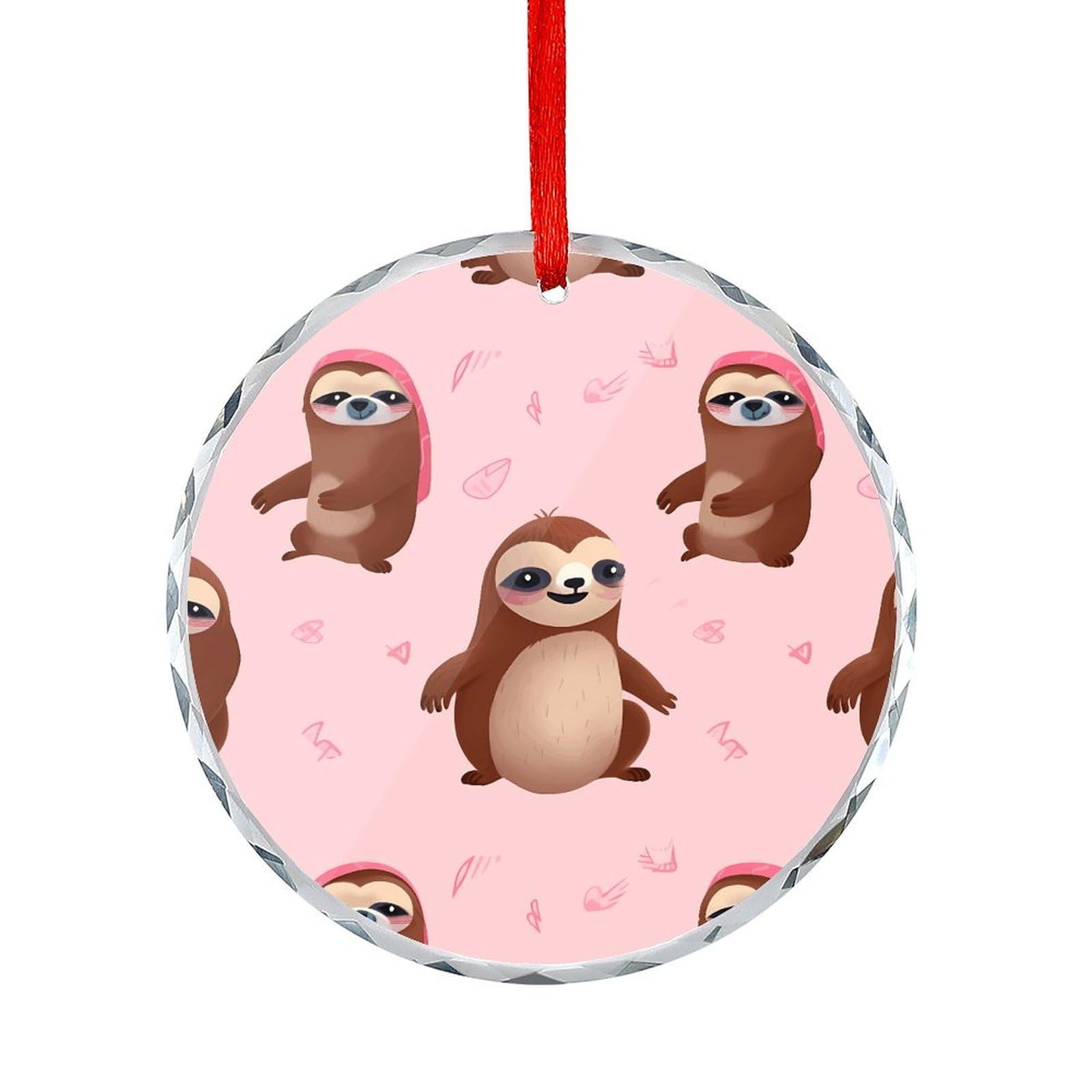 Btcowzrv Style Sloth-Pink Round Ornament Hanging Pendant Decor
