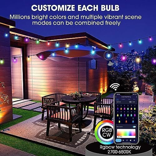 Miniatura 6 de Tira de luces para exteriores, luces LED RGBW inteligentes de 96 pies para patio, funciona con Alexa, aplicación y control remoto, luces de fiesta