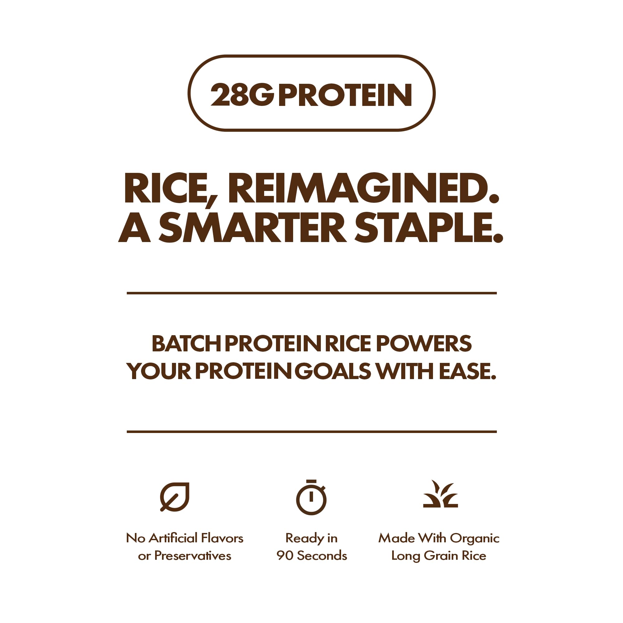 Batch – Organic Protein Rice with Collagen – 28g Protein per Bag, Ready in 90 Seconds, Microwavable Long-Grain White Rice, Grass-Fed Bovine Collagen, Gluten-Free, Made in USA – Mix and Match (2 Pack)