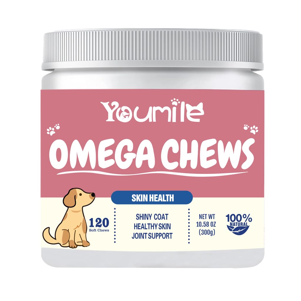 Omega Fish Oil Beauty Hair Chewable Tablet for Dogs - Omega for Dogs Shedding and Itchy Relief for Dog Dry and Hot Spots, EPA and DHA Fatty Acids, Dog