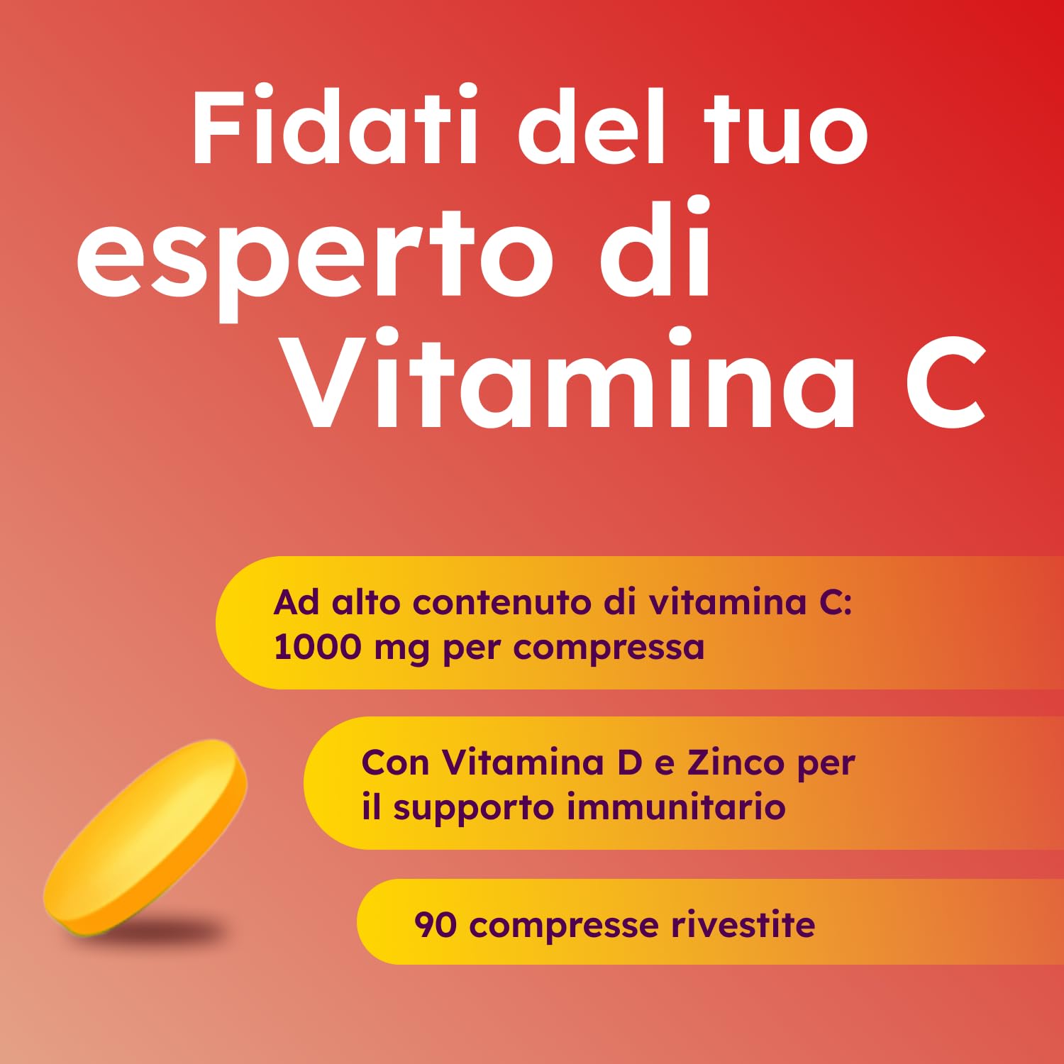 Supradyn Expert Vitamina C 1000 mg + D + Zinco – Integratore Difese Immunitarie Adulti – Vitamina C e Zinco per Sistema Immunitario – 90 Compresse