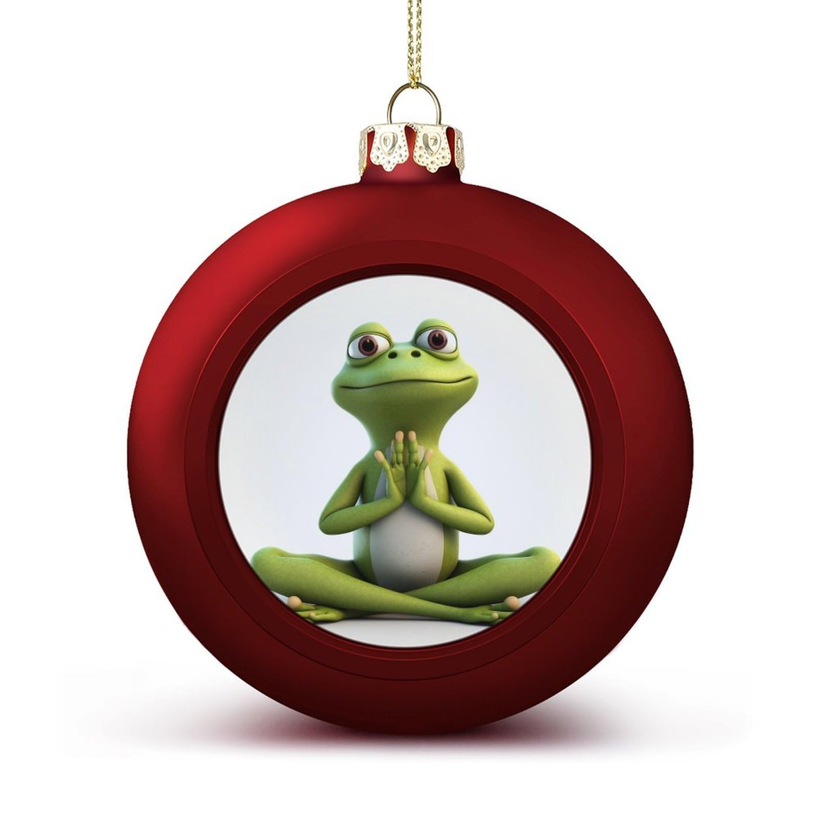 The Funny Frog Doing Yoga Christmas Balls Ornaments for Xmas Christmas Tree 1.6" Hanging Shatterproof Xmas Balls Hanging Decor Pendants for Holiday Party Outdoor Indoor DIY Craft Supplies