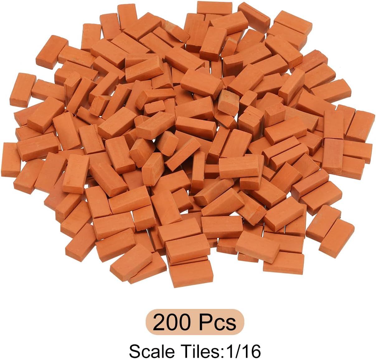 MECCANIXITY Miniature Bricks Clay Mini Wall Brick Model Building Set for Model Building Dolls Pet Houses Garden Red Pack of 200 Scale 1/16 16x8x5mm/0.63x0.31x0.2"