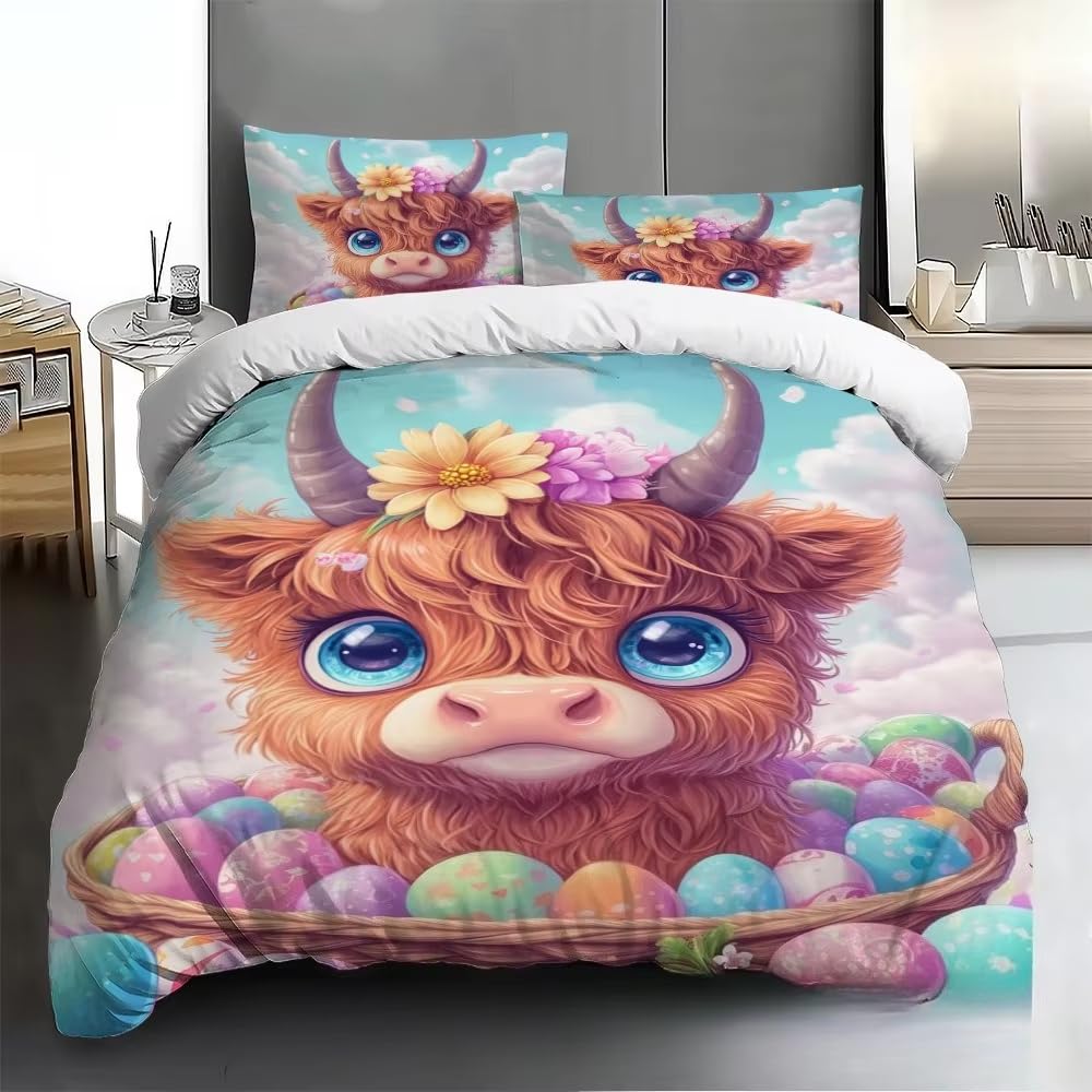 Housse de couette 140x200 enfant zippée en microfibre douce pour lit 1 personne sans pli