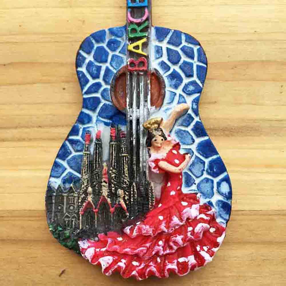 Magnete 3D per frigorifero, souvenir turistico, collezione di decorazioni per la casa e la cucina, motivo: Barcellona Spagna