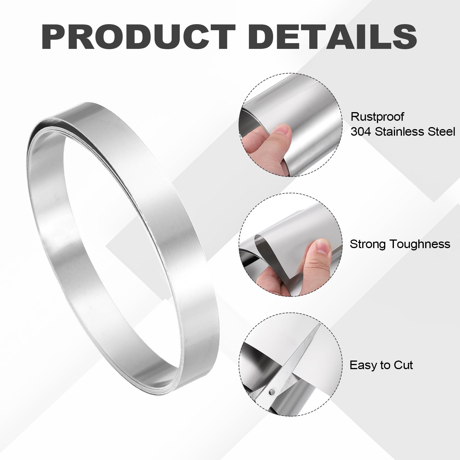 QUARKZMAN Lámina De Acero Inoxidable 304 Rollo De Papel De Aluminio 0.5mm X 10mm X 1m Tira Metálica Placa De Acero Inoxidable Lámina De Aluminio Para Equipo Electrónico De Cocina Tono
