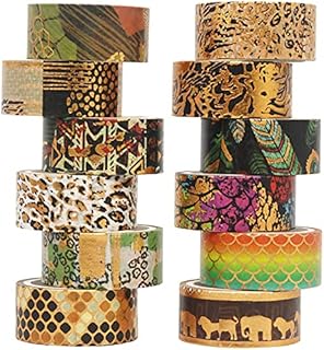 YUBX Gold Washi Tape Set VSCO Decorative Tape for DIY Crafts, Bullet Journals, Planners, Scrapbooking, Wrapping 15mm Wide (Wilderness)