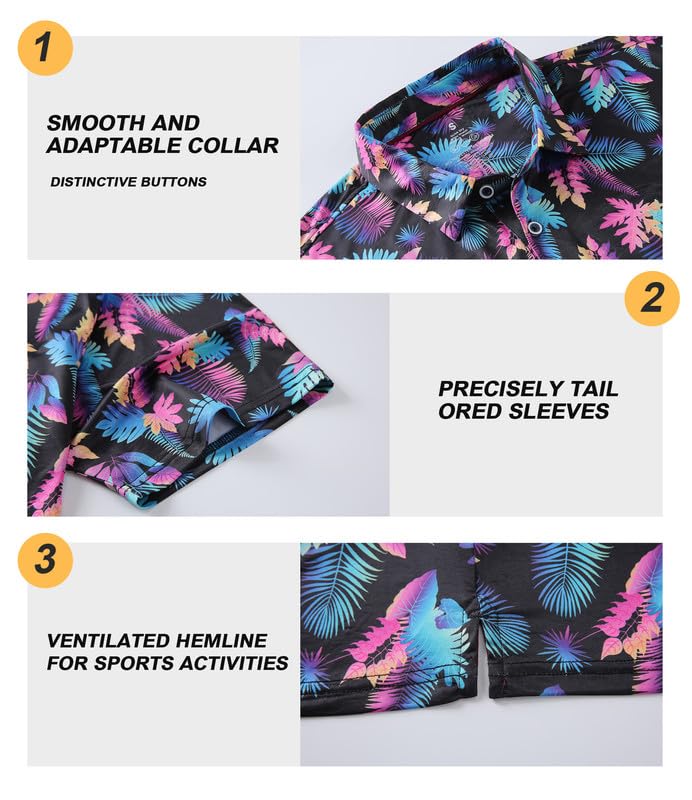 Image of Damipow Premium Golf Shirts for Men Dry Fit Performance Polo Short Sleeve Collared Shirt