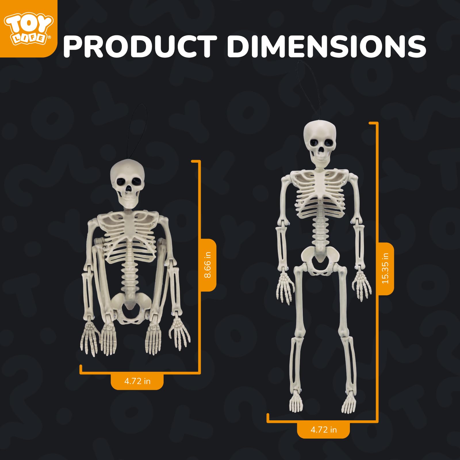TOY Life Scheletro decorativo da appendere per Halloween, 10 pezzi, 40,6 cm, scheletro, decorazione per Halloween, decorazioni per Halloween, interni ed esterni, decorazioni per feste di Halloween,