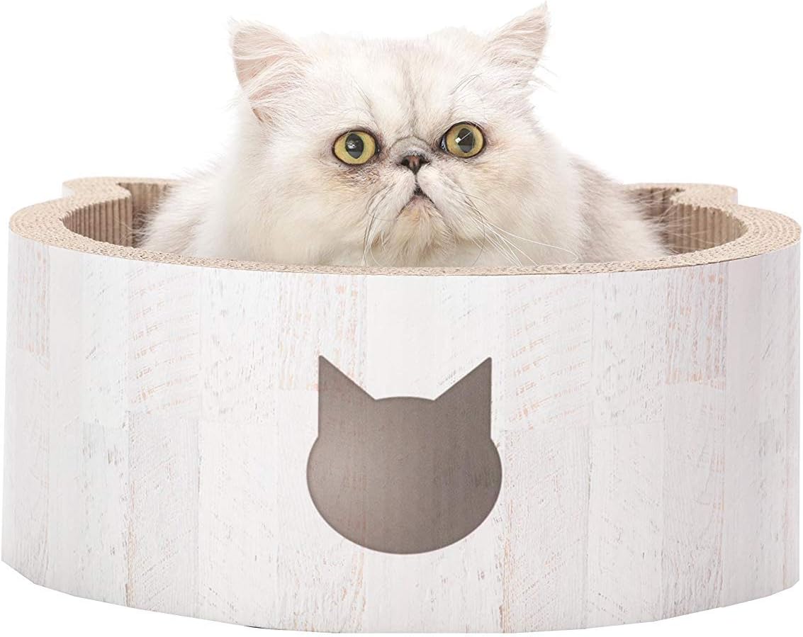 Necoichi Cat-Headed Scratcher Bed (Whitewood, Regular)
