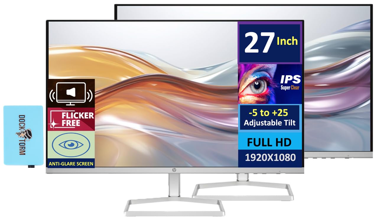 HP Series 5 527sa Monitor with Speakers (Replaces M27fwa) 27" 100Hz IPS FHD 99% sRGB 300 Nits Display, Adjustable Tilt, Flicker-Free, Anti-Glare,